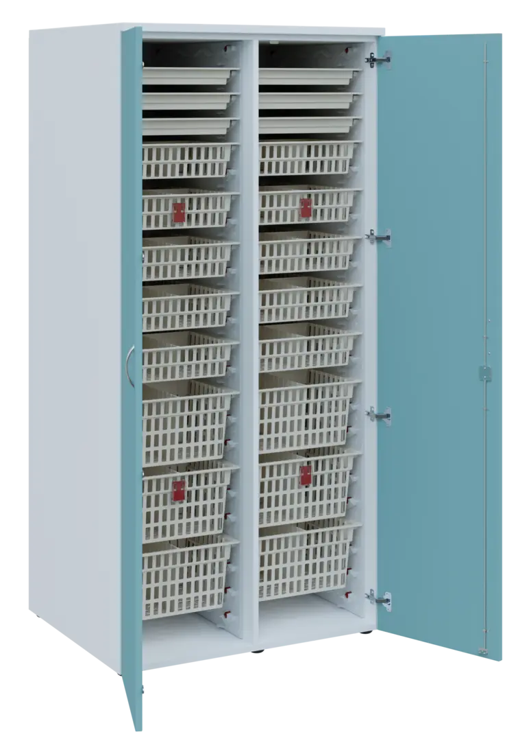 EUROMEDICA D - 90 ABS skříň léková boxová, 2-dveřová, 1950x900x735, korpus bílý, dvířka obloha